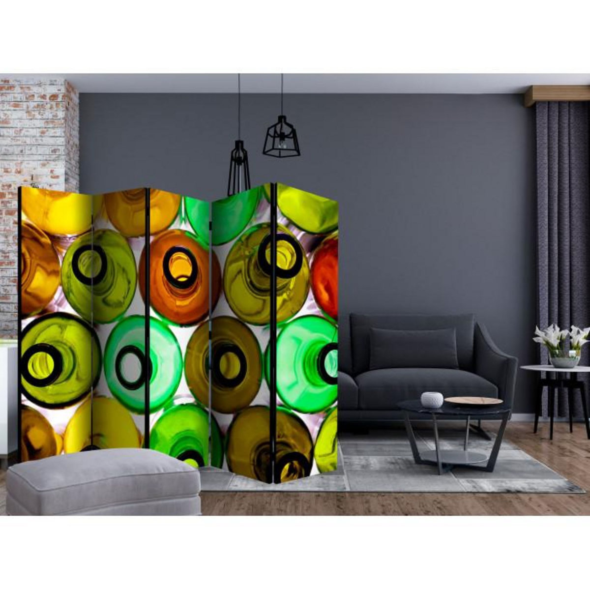 Paris Prix Paravent 5 Volets  Bottles Background  172x225cm