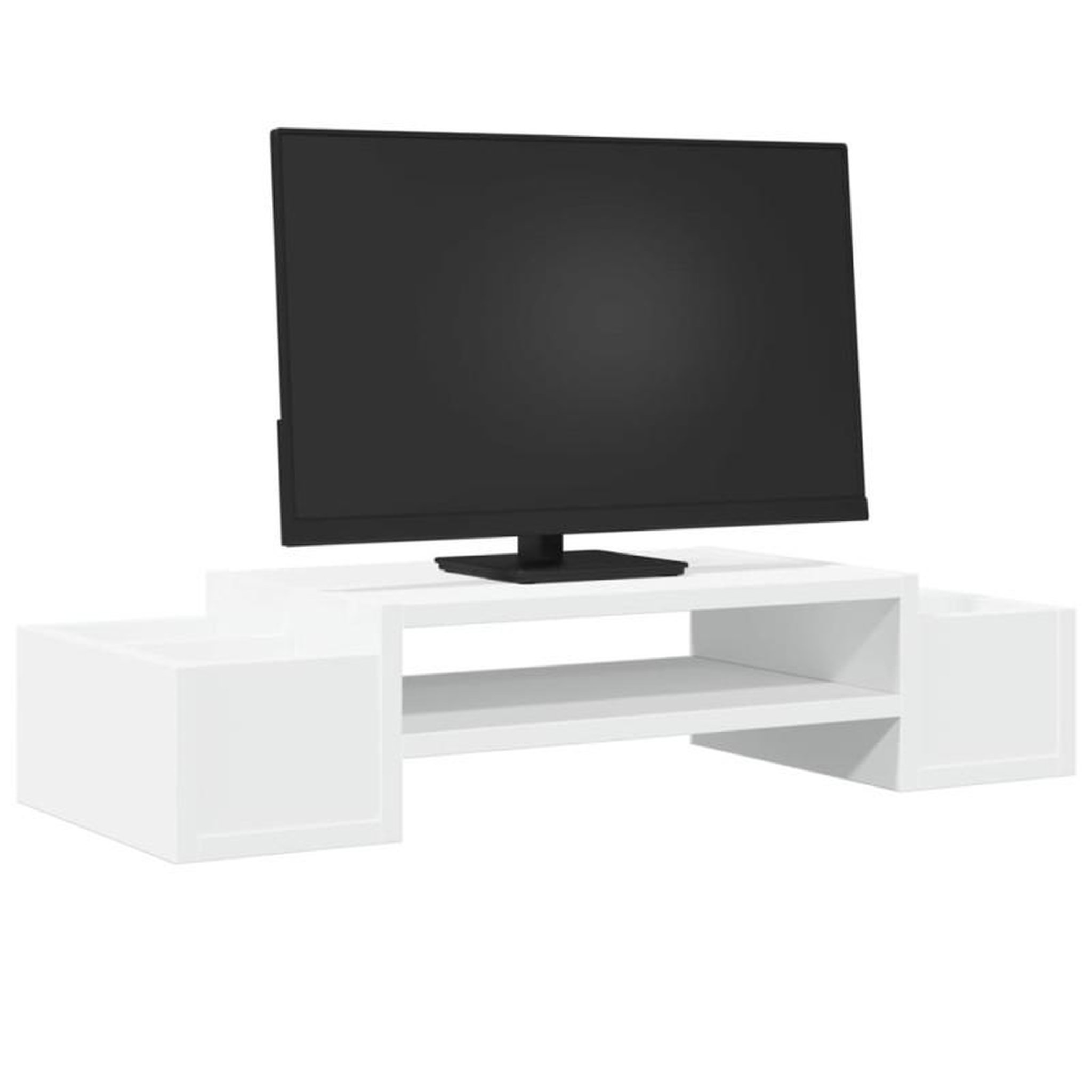 Voir la diapositive 3 : VIDAXL Support de moniteur avec rangement blanc bois d ingénierie