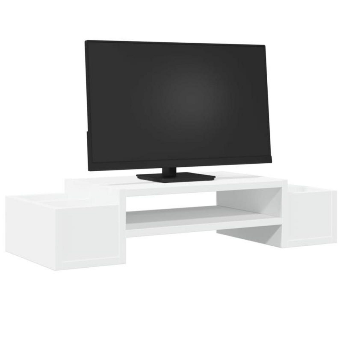VIDAXL Support de moniteur avec rangement blanc bois d ingénierie