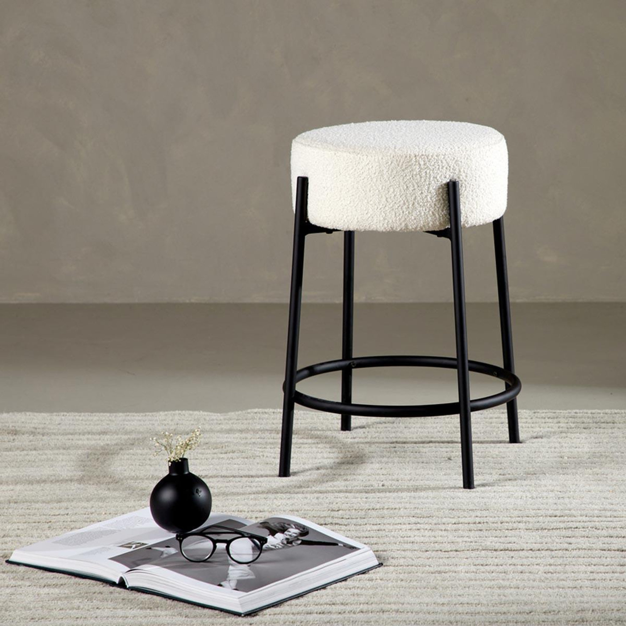 Voir la diapositive 5 : Paris Prix Tabouret de bar bouclette  tucson  60cm blanc