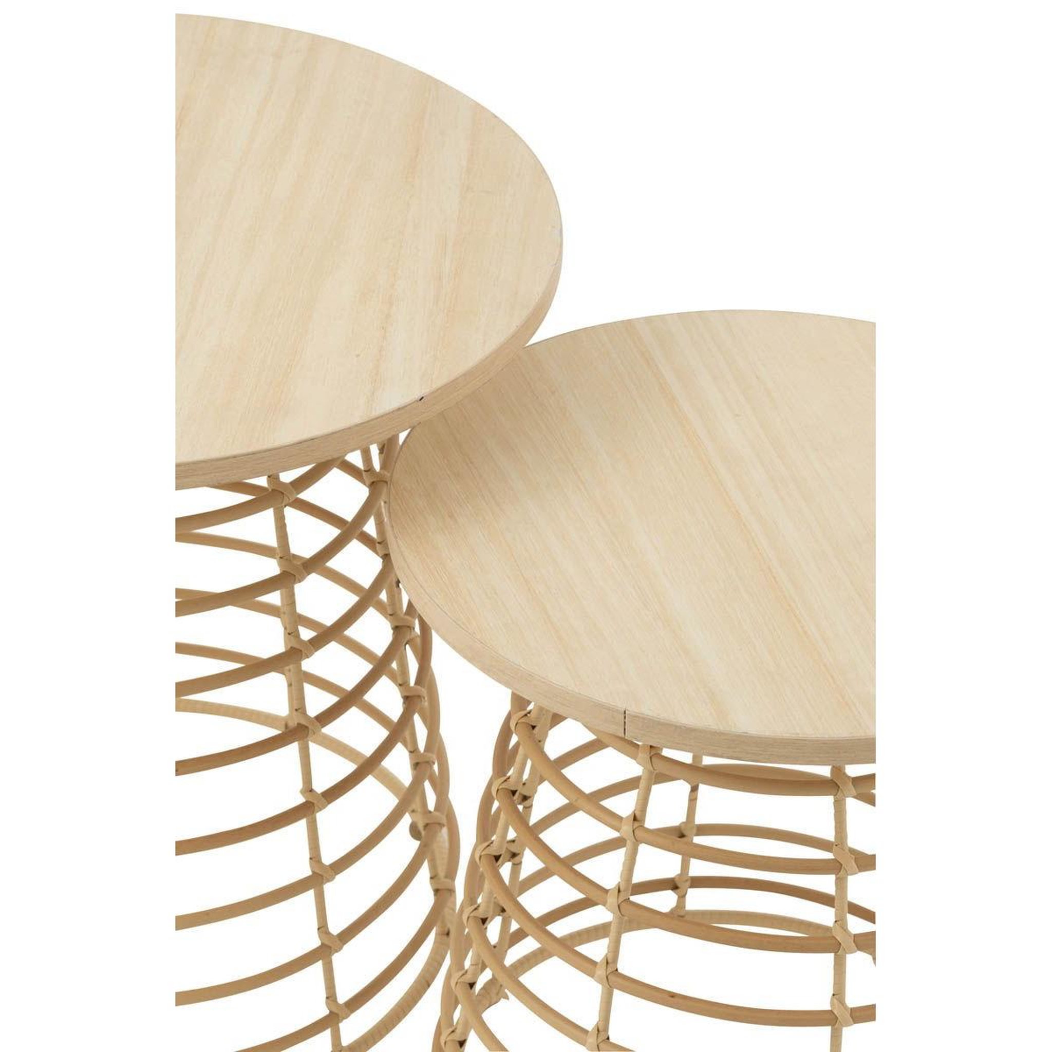 Voir la diapositive 3 : J-LINE Lot de 2 tables basses  circulaire  50cm naturel