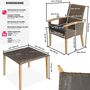 Voir la diapositive 6 : tectake Ensemble table en rotin avec 4 chaises avec cadre solide en bois marron naturel