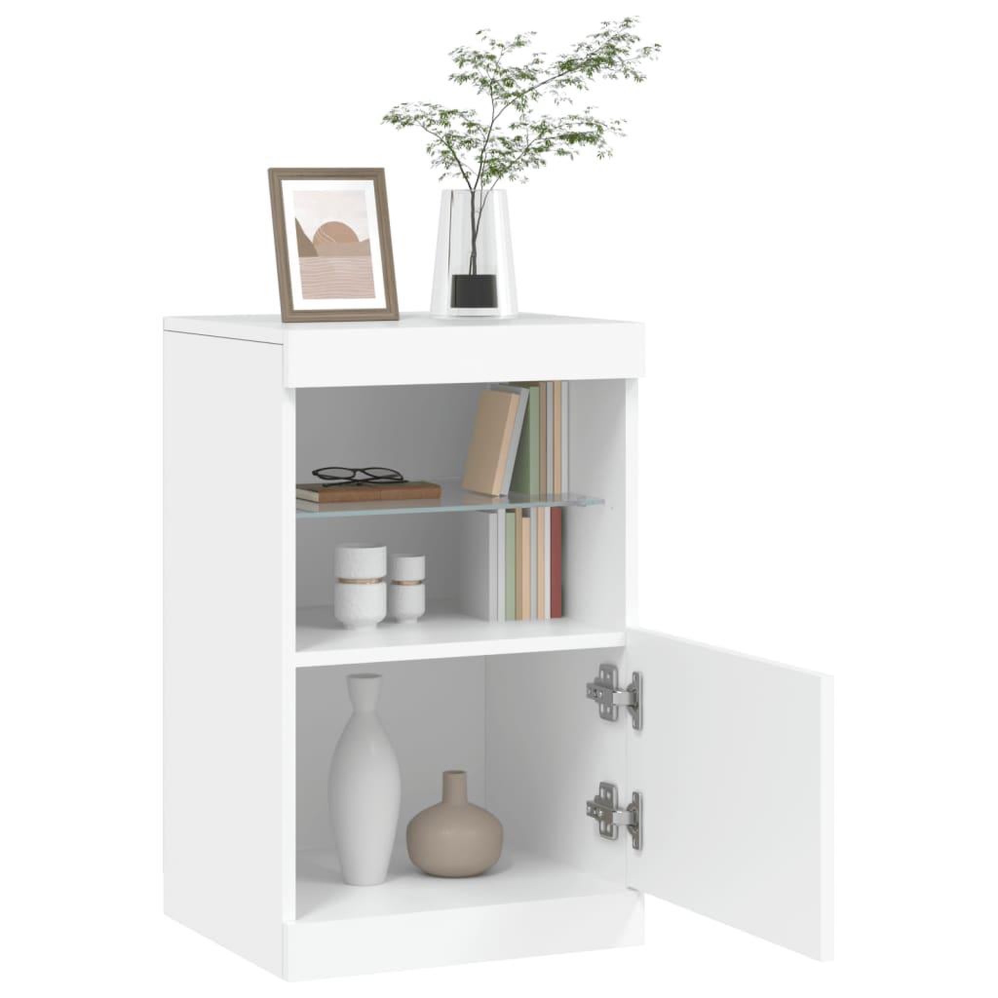 Voir la diapositive 5 : VIDAXL Buffet avec lumieres LED blanc 41x37x67 cm