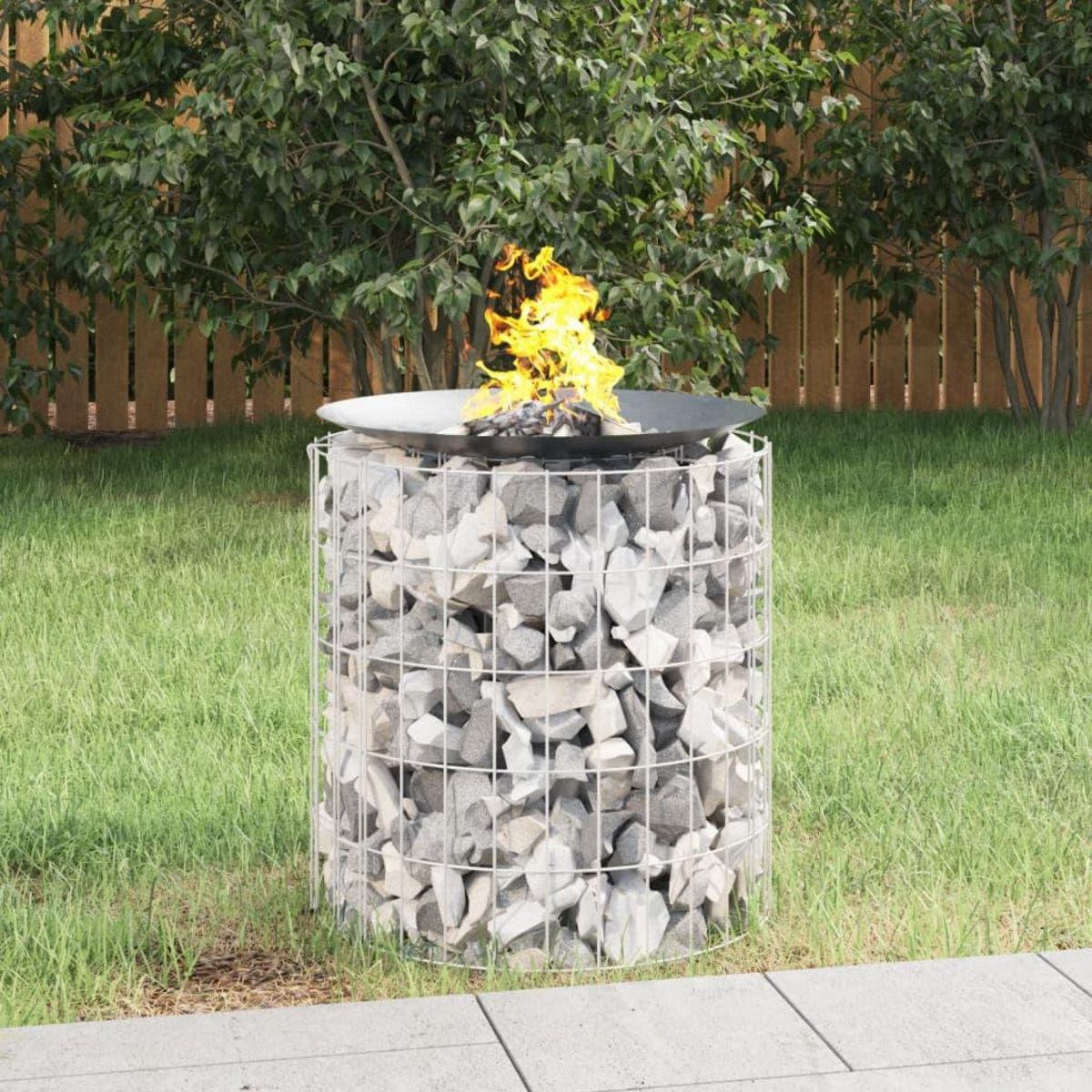 VIDAXL Foyer en gabion Ø 50 cm Fer galvanise