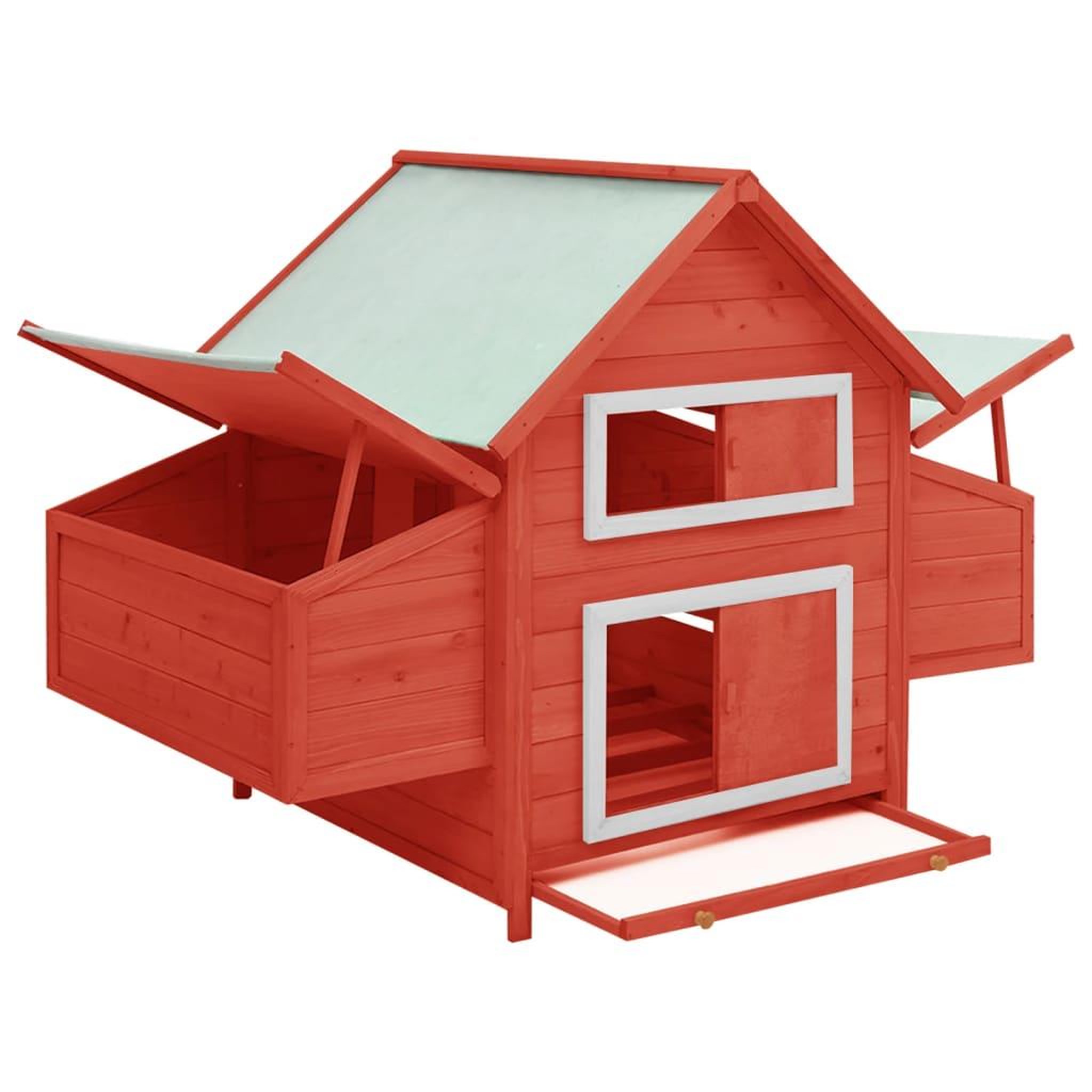 Voir la diapositive 2 : VIDAXL Poulailler Rouge et blanc 152x96x110 cm Bois de sapin massif