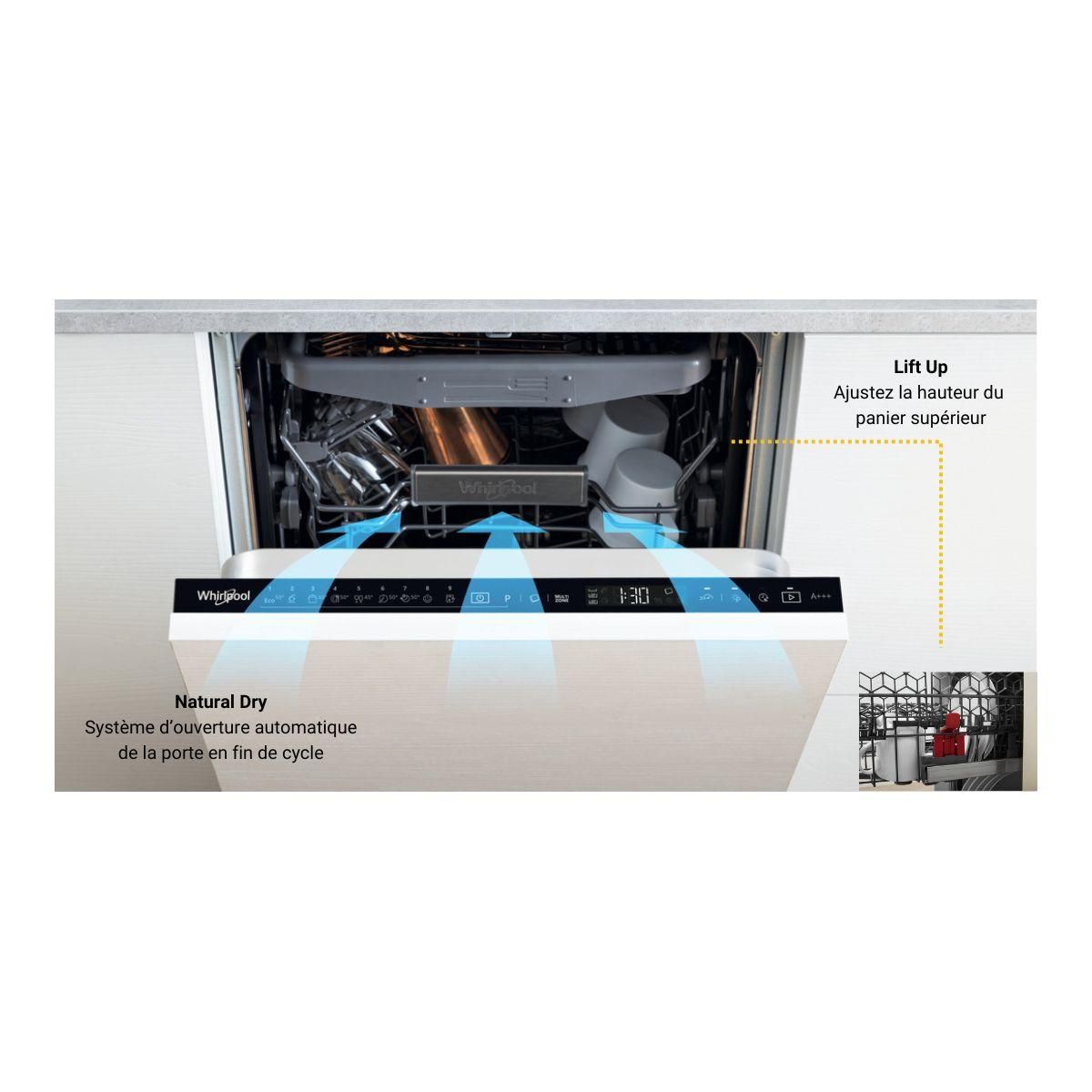 Whirlpool Lave vaisselle encastrable WSIO3O34PFEX 6ème sens