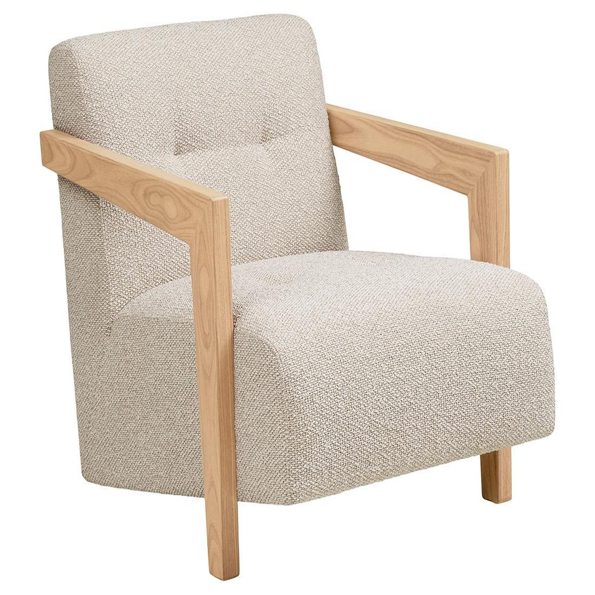 LISA DESIGN Lola - fauteuil en tissu texturé - accoudoirs en chêne massif fsc  100%. Coloris disponibles : Beige