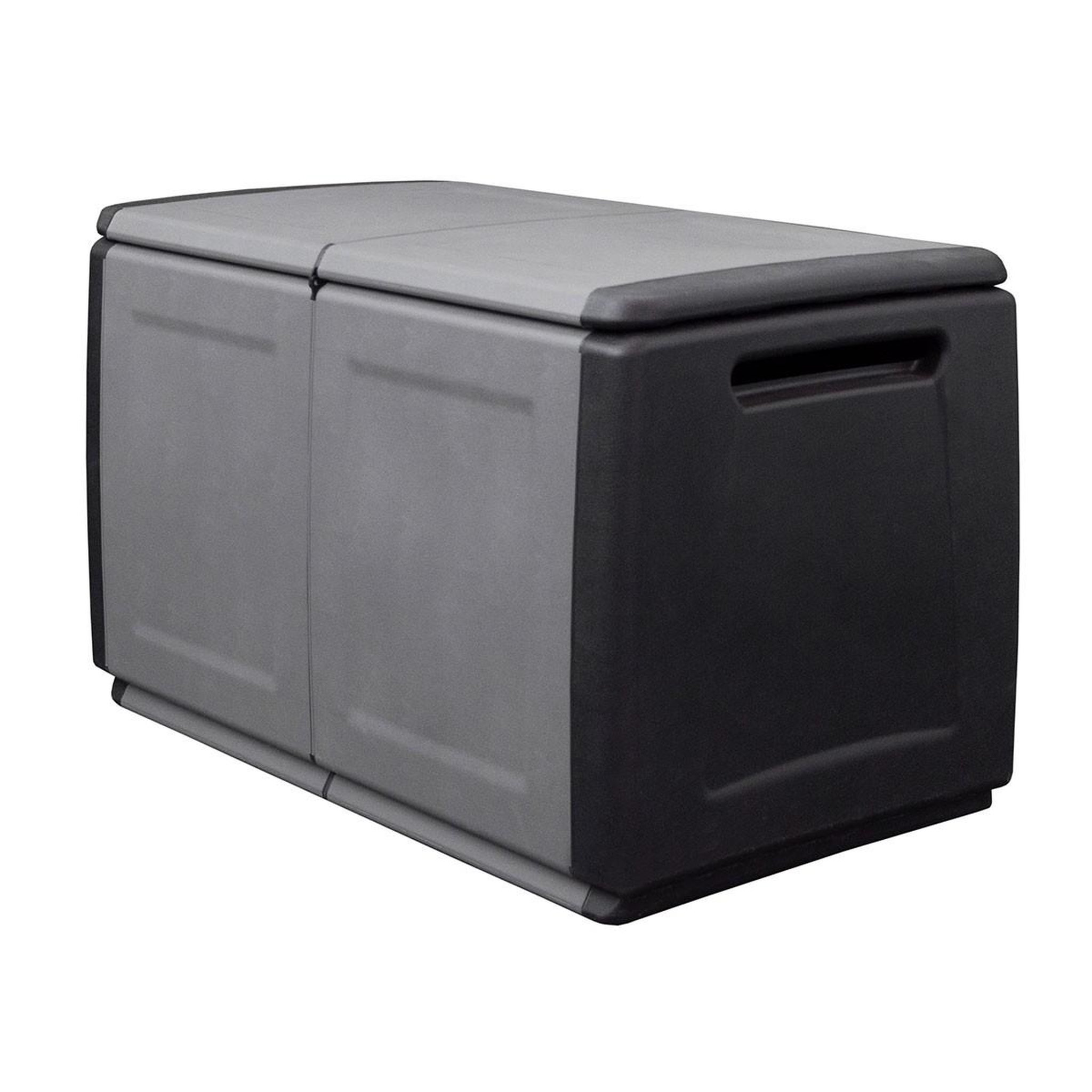 Voir la diapositive 2 : INTEC Coffre de rangement 230L Coffre de Jardin Gris/Noir 96 x 53 x H57cm Poignées de transport polypropylène INTEC