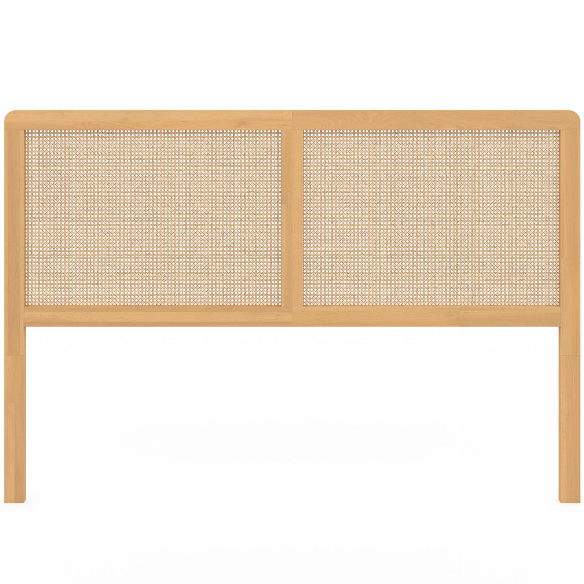 ID MARKET Tête de lit sur pied EDHEN 160 cm cannage et bois