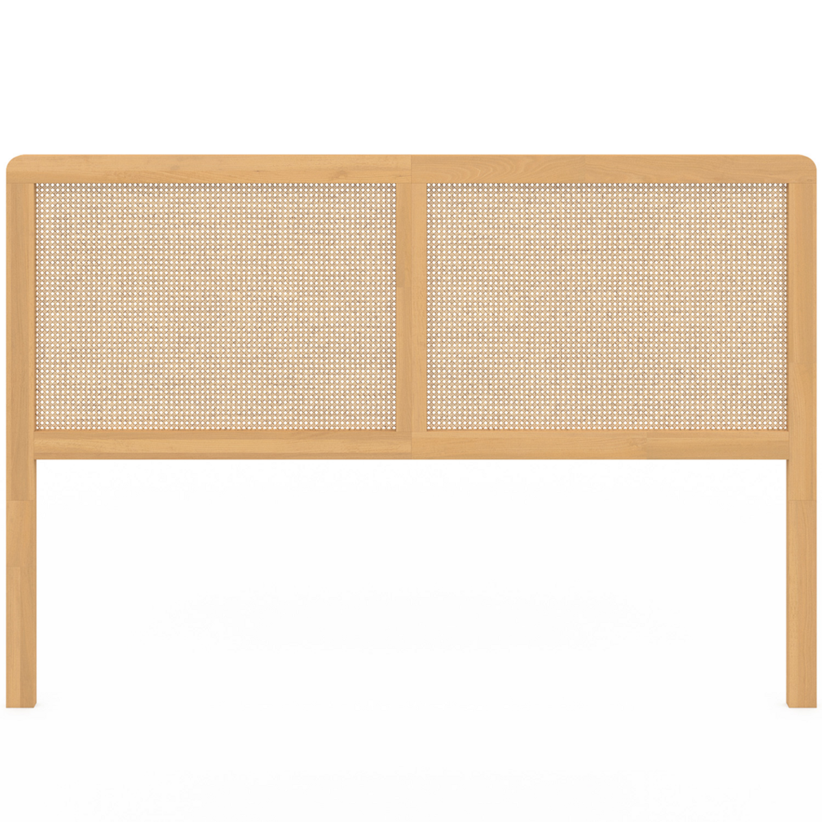 ID MARKET Tête de lit sur pied EDHEN 160 cm cannage et bois