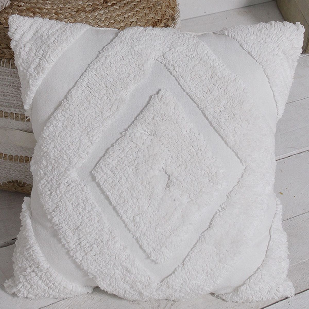 TODAY Coussin déco tufté en coton  CRAIE
