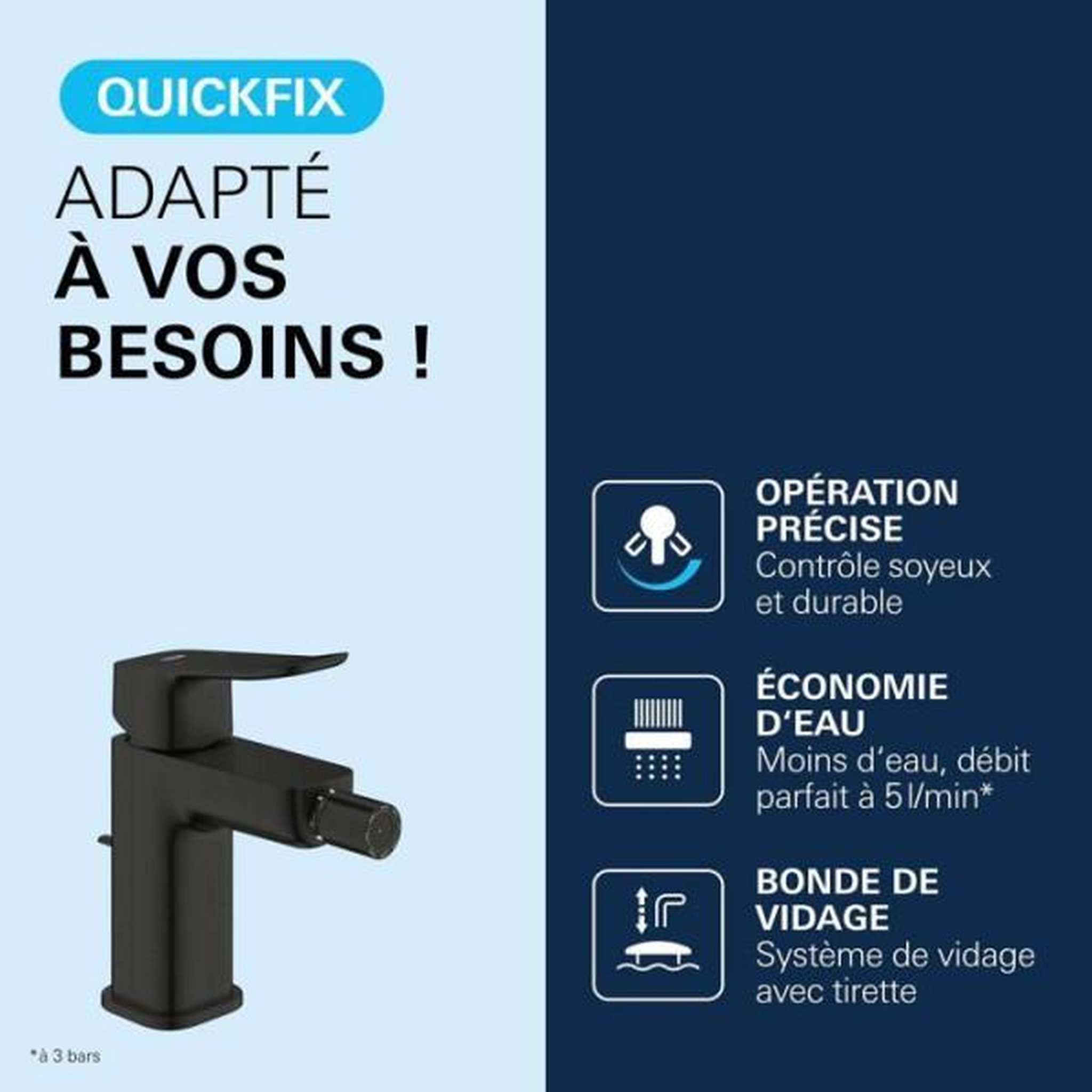Voir la diapositive 3 : Grohe Mitigeur de bidet - grohe dice - noir mat