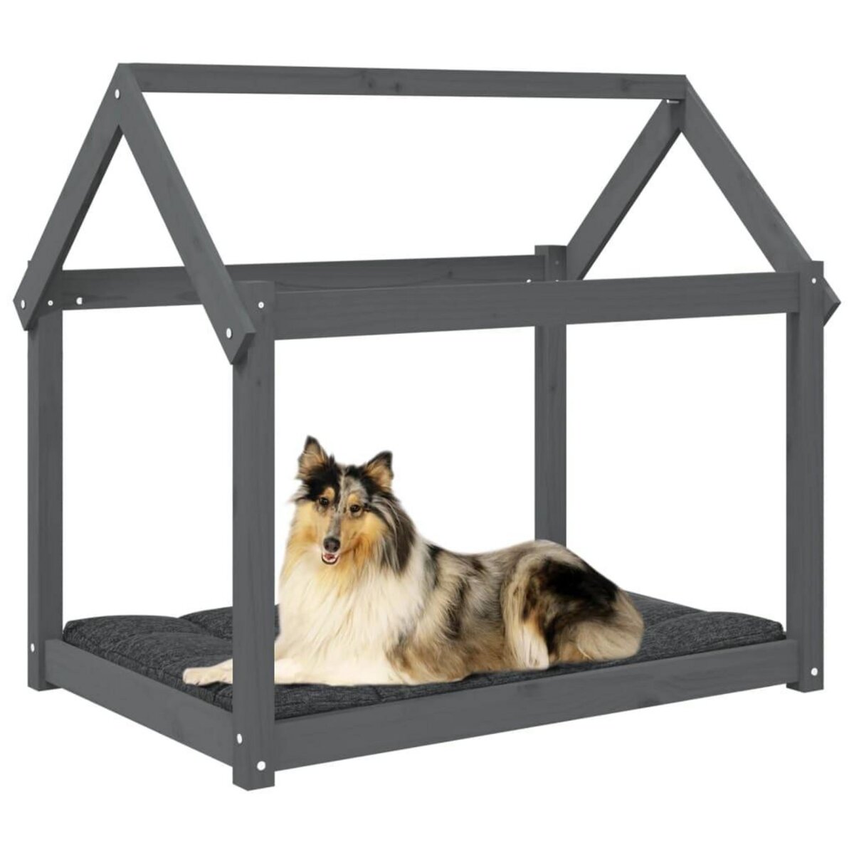 VIDAXL Lit pour chien Gris 101x70x90 cm Bois de pin solide