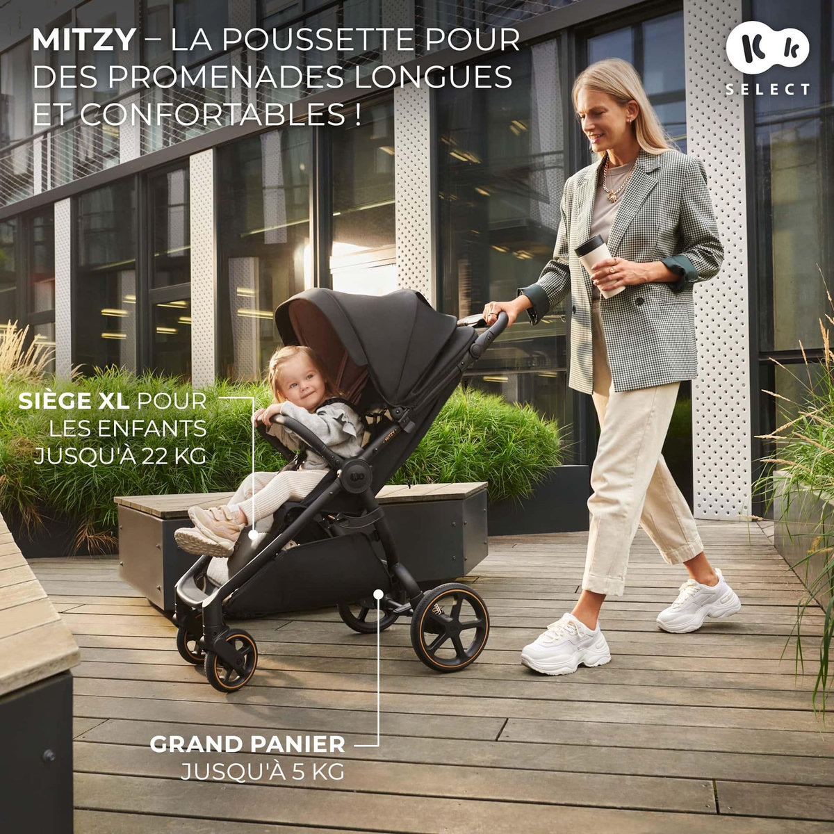 KINDERKRAFT Poussette compacte avec suspension et protection UPF50+ pour bébé