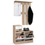 Voir la diapositive 4 : ID MARKET Vestiaire d'entrée avec miroir PAULIN design hêtre portes blanches