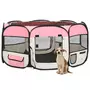 VIDAXL Parc pliable pour chien avec sac de transport Rose 145x145x61cm