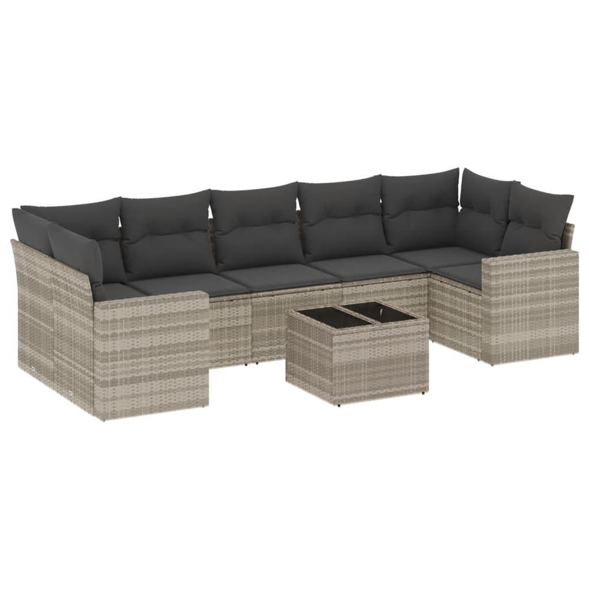Voir la diapositive 2 : VIDAXL Salon de jardin 8 pcs avec coussins gris clair resine tressee