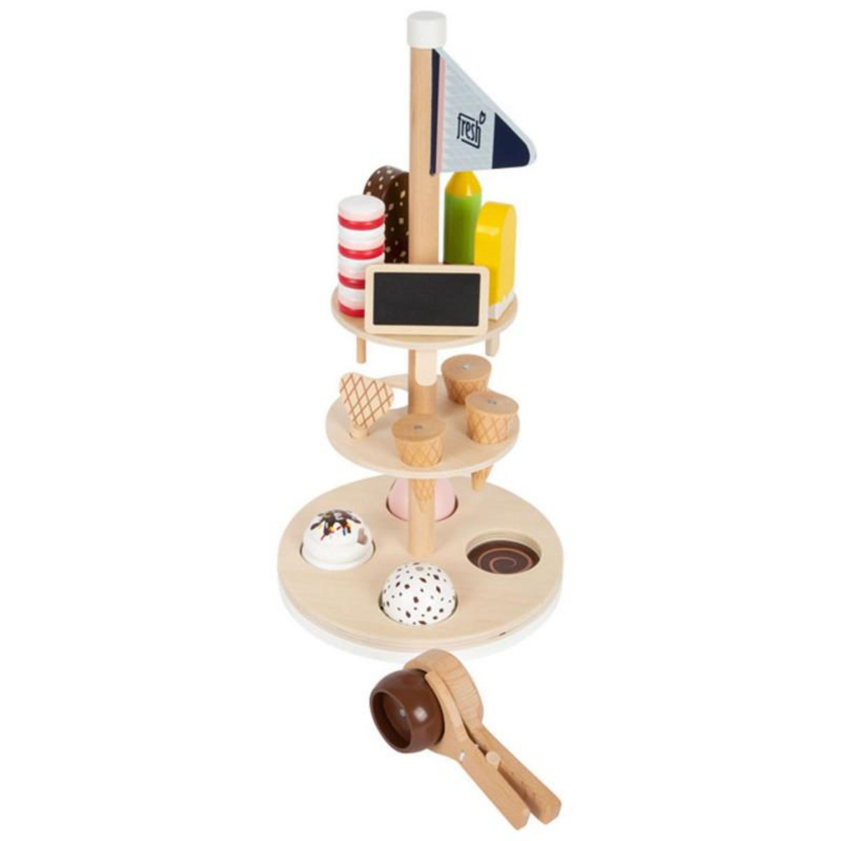 SMALL FOOT Small Foot - Wooden Ice Creams with Holder, 15pcs. 12232