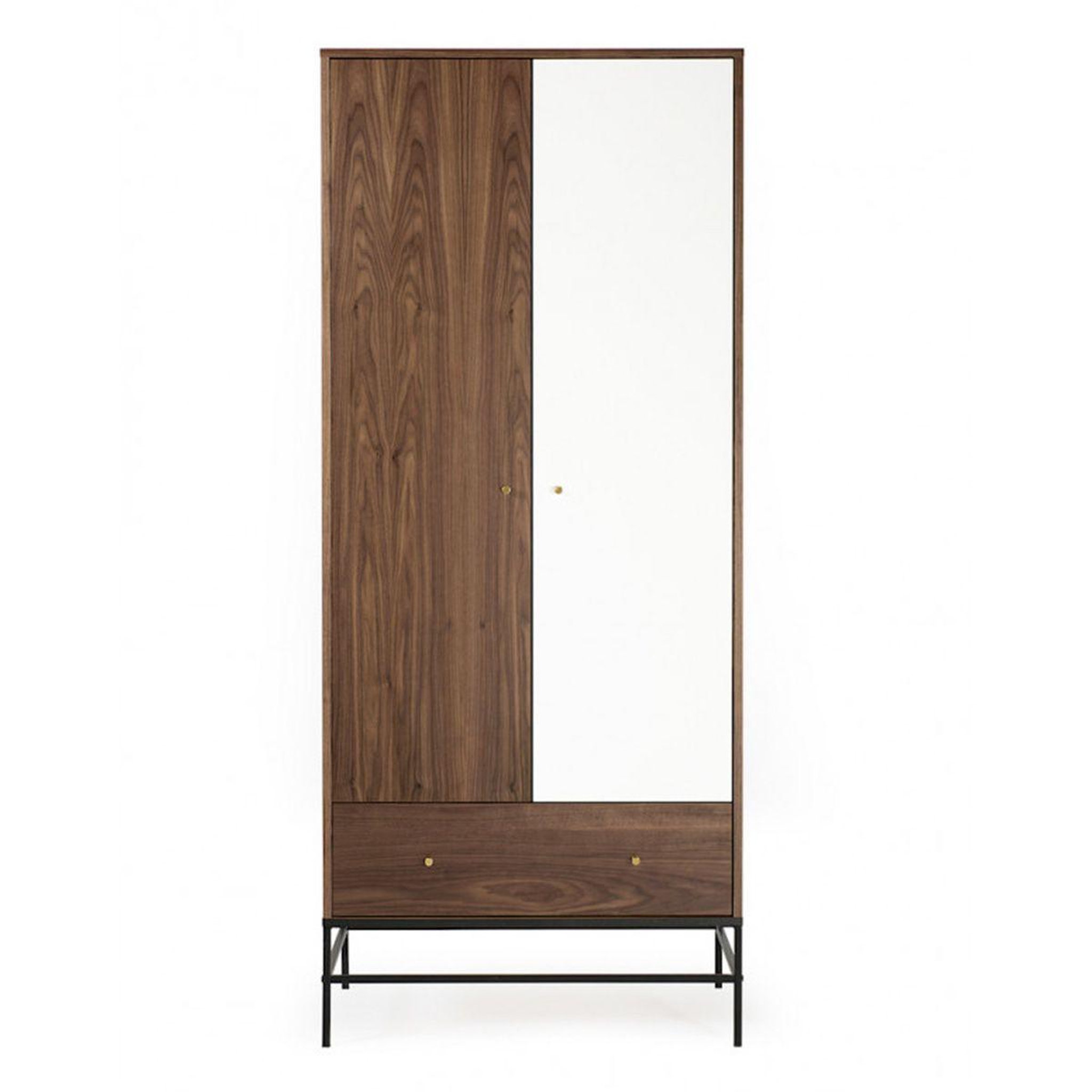 Voir la diapositive 2 : Paris Prix Armoire 2 portes & 1 tiroir  flo  190cm noyer & blanc