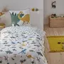 FUTURE HOME Parure de lit enfant en coton 57 fils imprimé blanc et vert 140x200cm