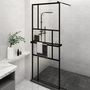 Voir la diapositive 1 : VIDAXL Paroi de douche avec etagere Noir 80x195 cm Verre ESG&Aluminium