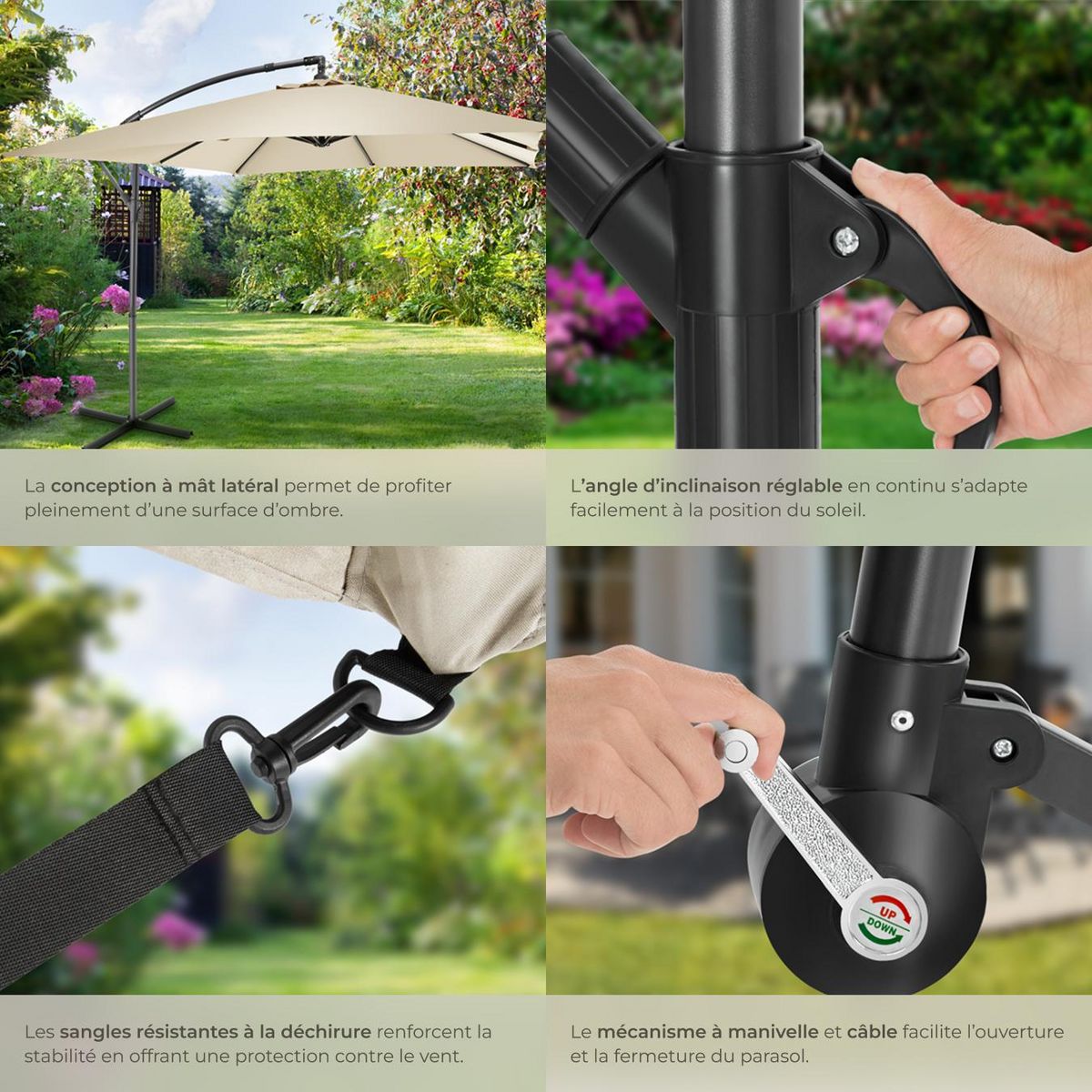 tectake Parasol 250 x 250 cm beige