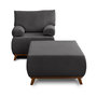 Voir la diapositive 1 : BEST MOBILIER Cristal - fauteuil - convertible avec coffre et grand pouf - en velours côtelé