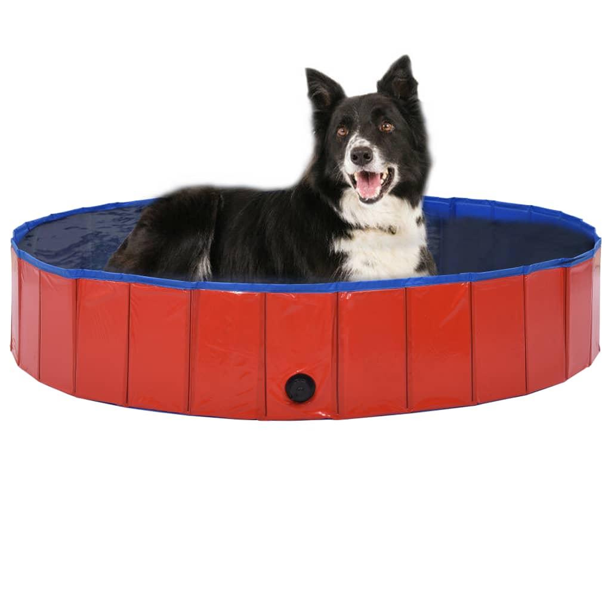 Voir la diapositive 1 : VIDAXL Piscine pliable pour chiens Rouge 160x30 cm PVC