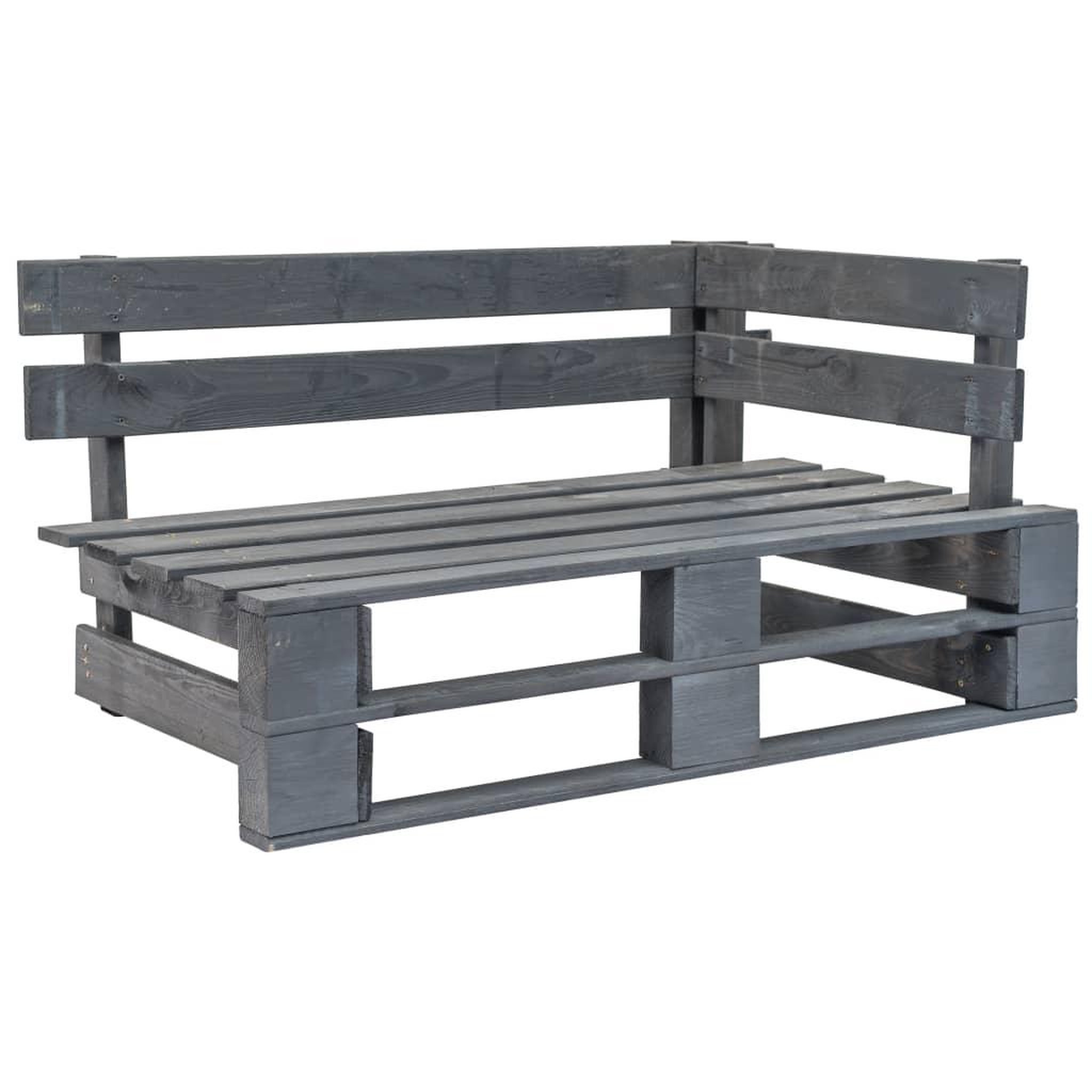 Voir la diapositive 2 : VIDAXL Canape palette 2 places avec coussins Pin impregne de gris