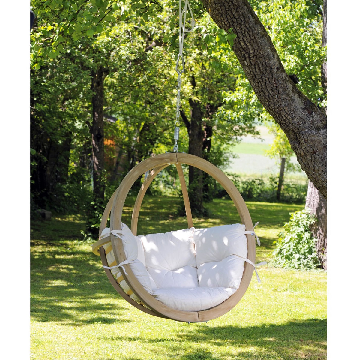 Fauteuil suspendu + Support Globo Natura crème