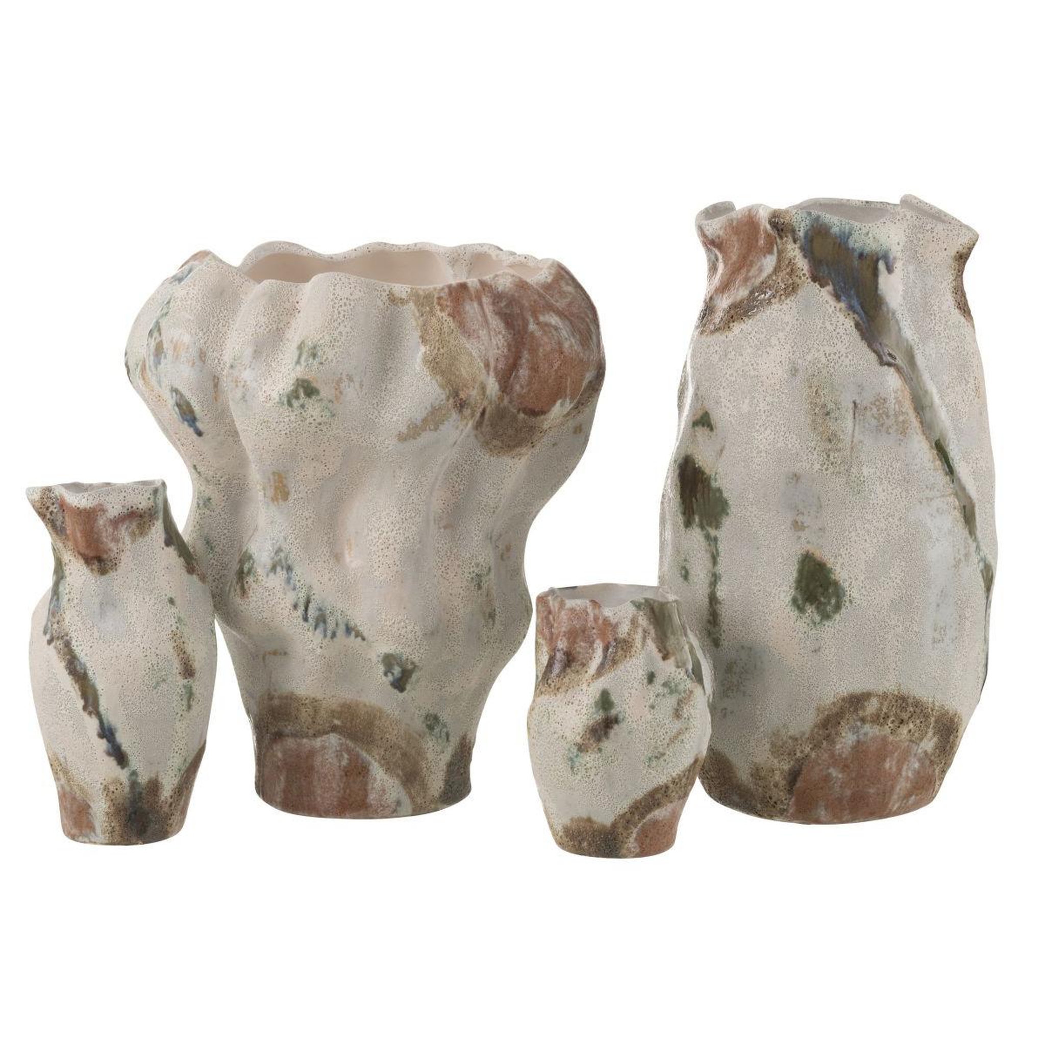 Voir la diapositive 2 : J-LINE Vase anémone en argile  lune  42cm beige