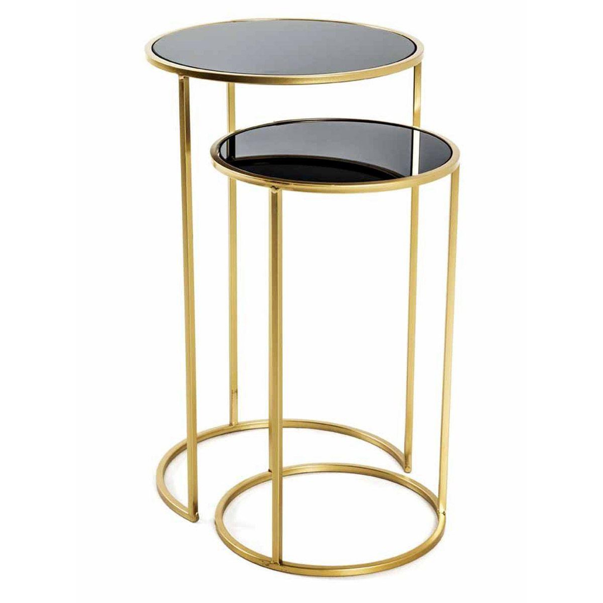 Paris Prix Lot de 2 tables d'appoint  eddy  60cm or & noir