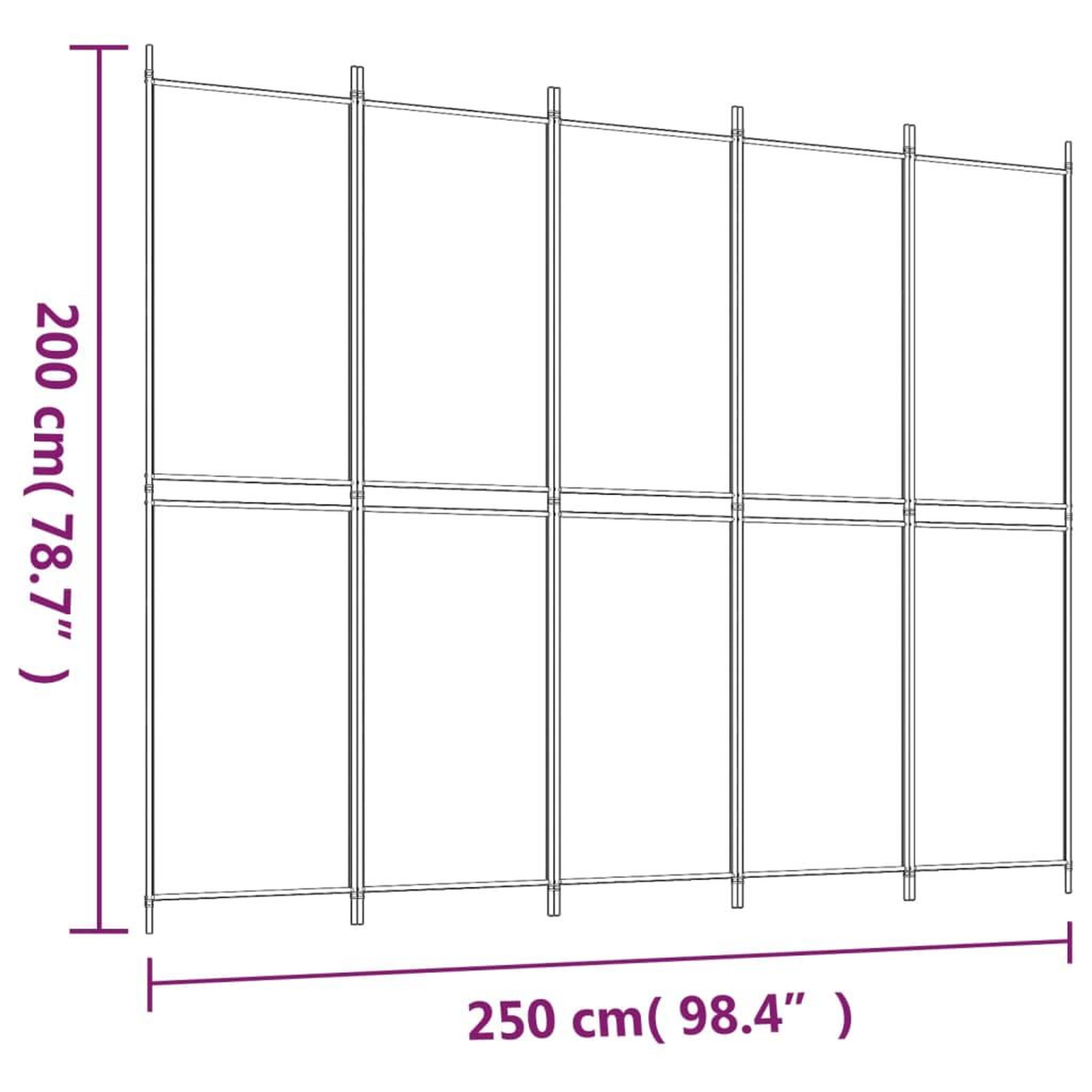 Voir la diapositive 6 : VIDAXL Cloison de separation 5 panneaux Noir 250x200 cm Tissu