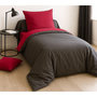 Voir la diapositive 2 : Home collection Parure housse de couette 135x200cm 100%coton fushia/anthracite