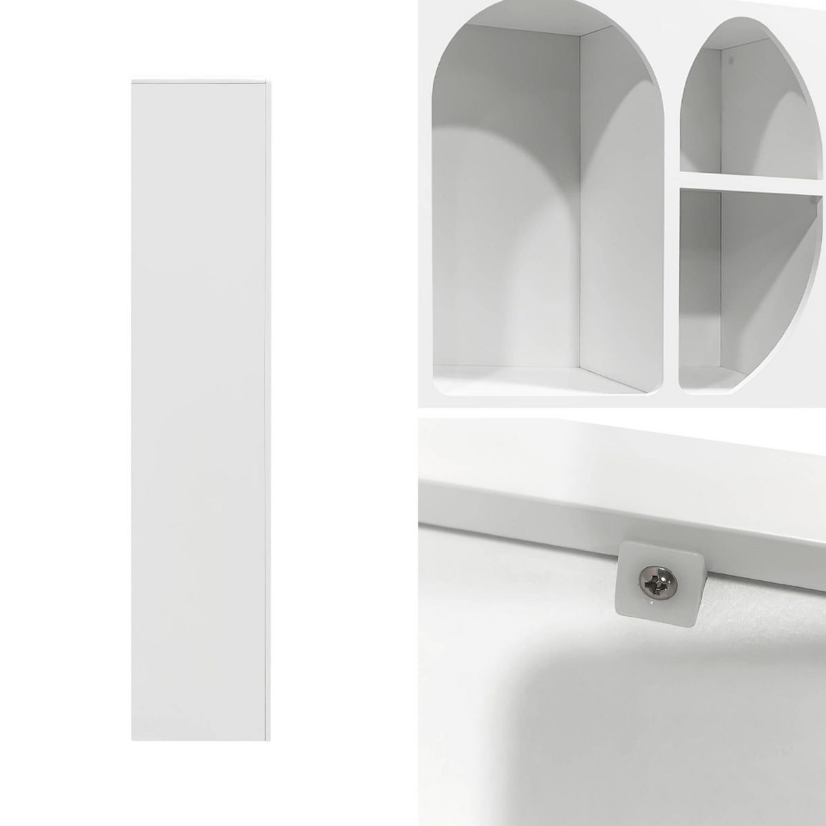 SWEEEK Etagère bibliothèque organique effet bois blanc plusieurs niches 8 compartiments