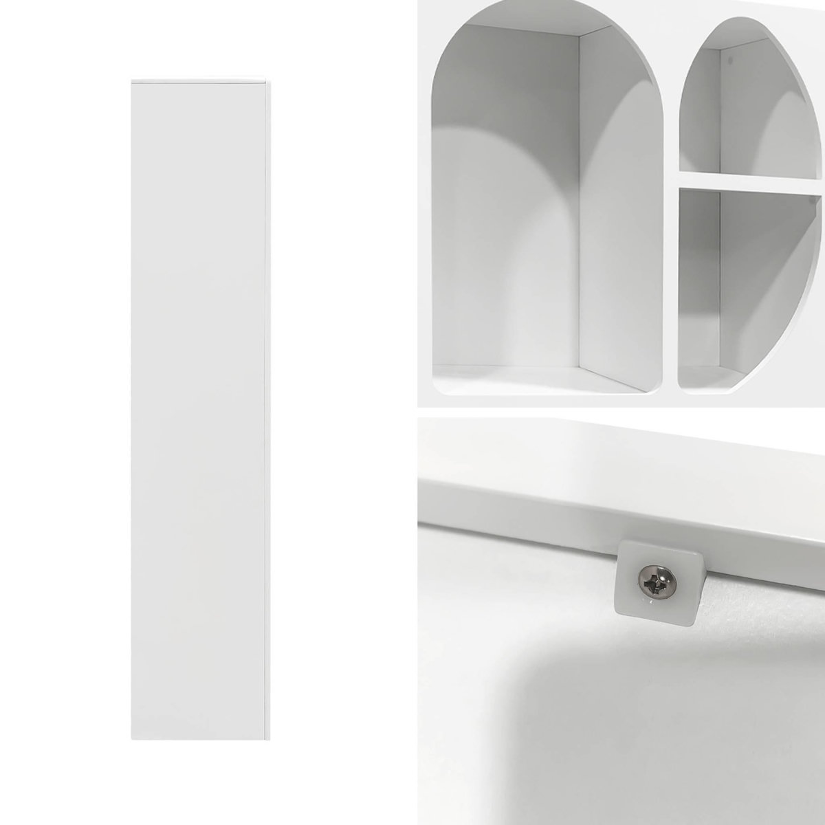 SWEEEK Etagère bibliothèque organique effet bois blanc plusieurs niches 8 compartiments