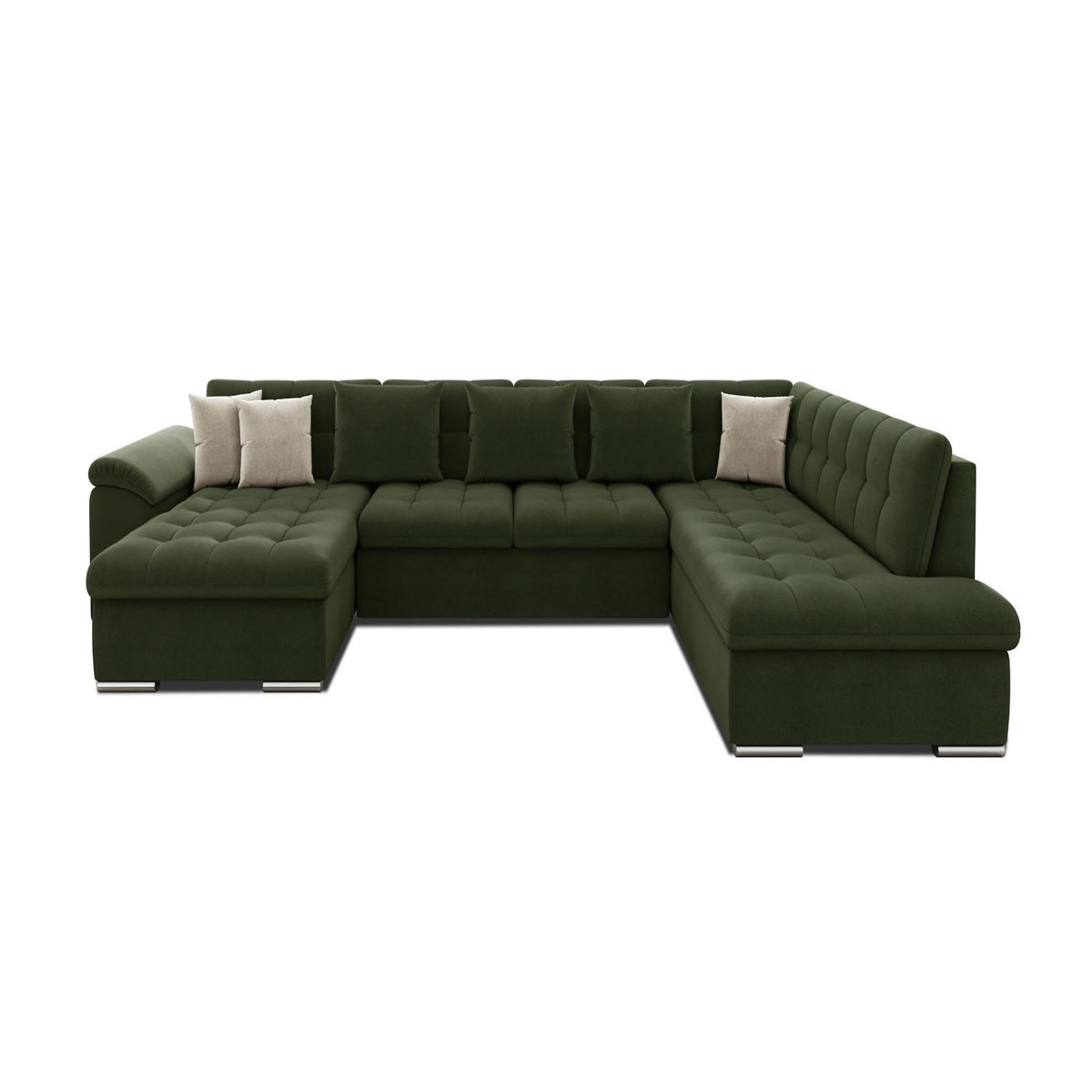 BEST MOBILIER Chuck - canapé panoramique xxl - convertible avec coffre - 7 places - droit