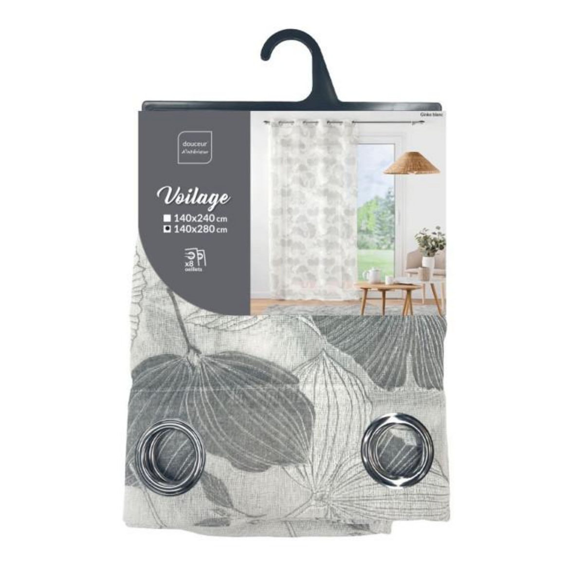 Paris Prix Rideau Voilage à Œillets  Ginko  140x280cm Blanc