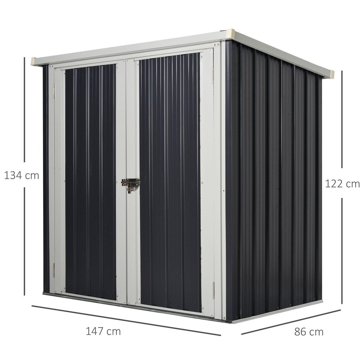 OUTSUNNY Abri de jardin - remise pour outils - abri vélo - abri poubelle - 2 portes verrouillables - dim. 147L x 86l x 134H cm - tôle d'acier noir blanc