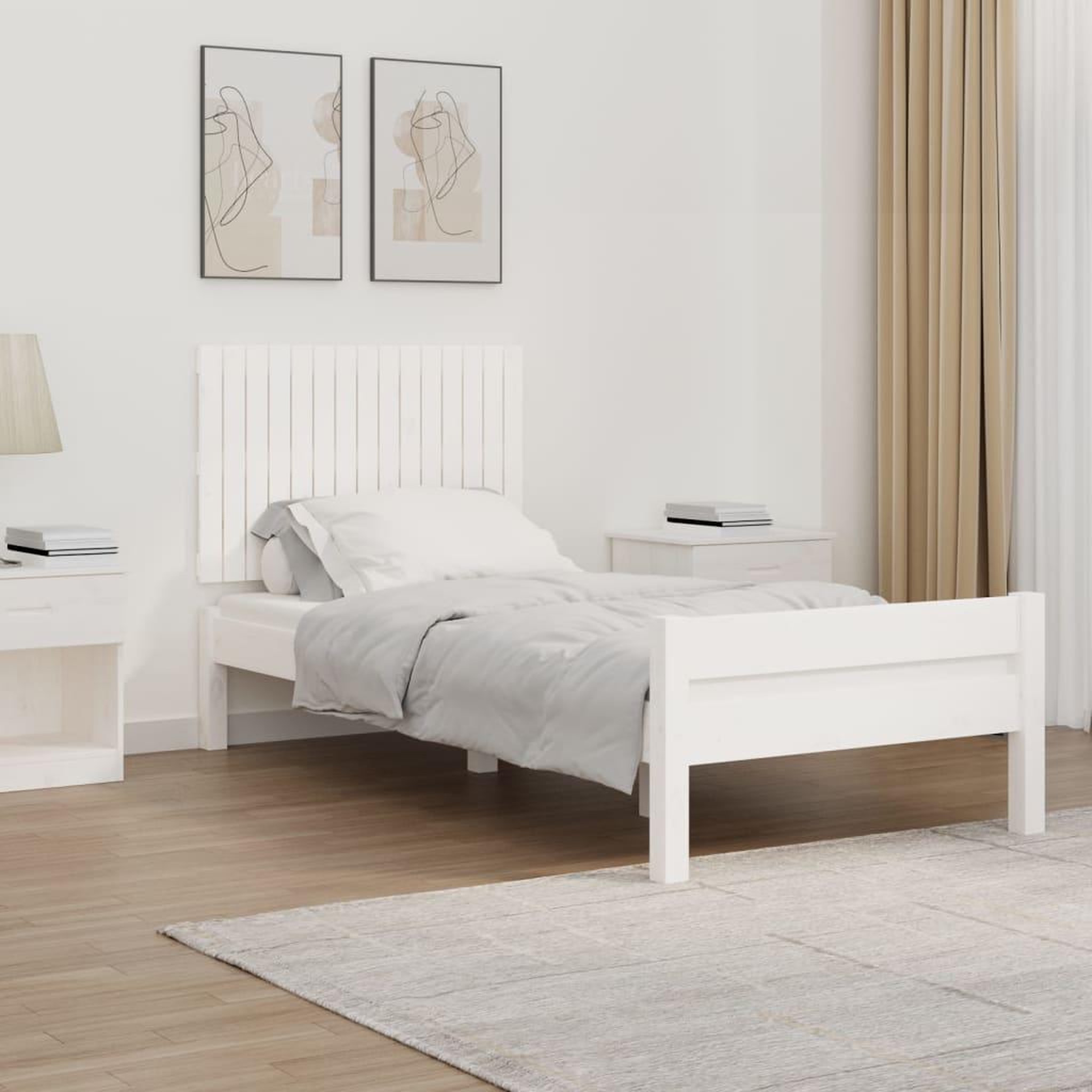 Voir la diapositive 1 : VIDAXL Tete de lit murale Blanc 95,5x3x60 cm Bois massif de pin