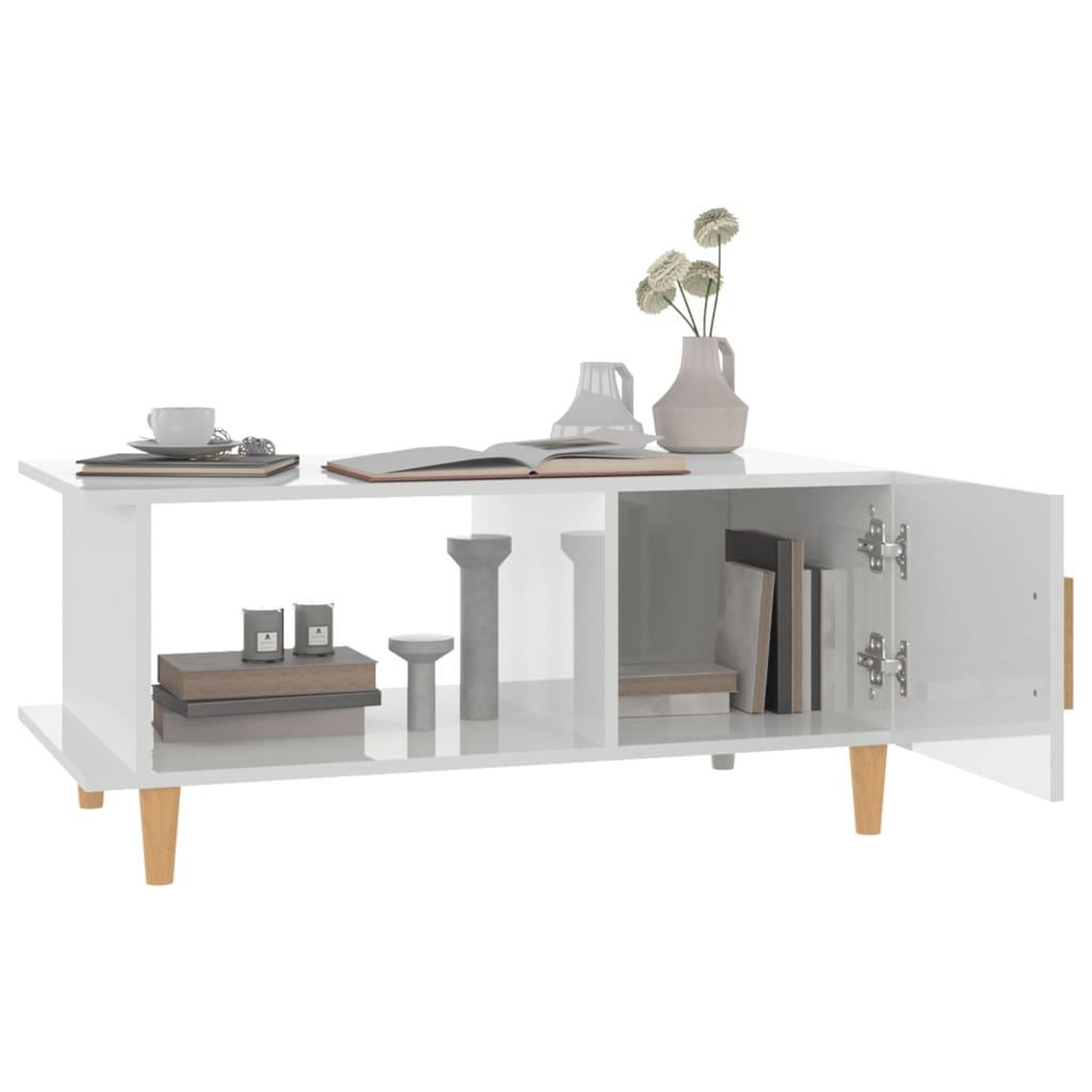 Voir la diapositive 5 : VIDAXL Table basse Blanc brillant 90x50x40 cm Bois d'ingenierie