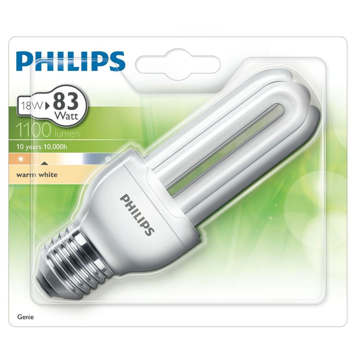 PHILIPS Ampoule génie E27 eco énergie 18w warm light 1100 lumen x1 1100 lumen 1 pièce