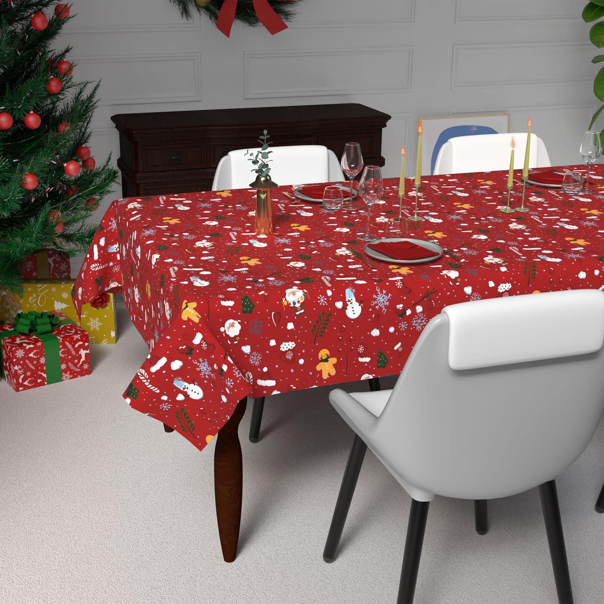 Voir la diapositive 1 : SOLEIL D'OCRE Nappe festive imprimée anti-tâches CANDY, par Soleil d'Ocre