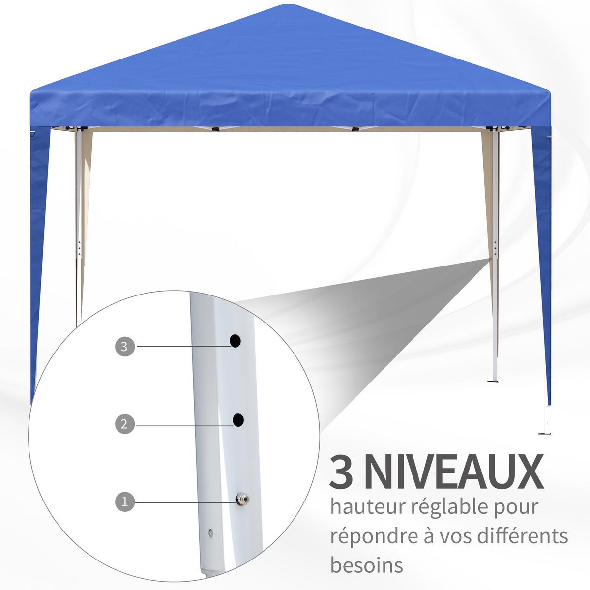 OUTSUNNY Tonnelle barnum de jardin pliant anti-UV + sac de transport acier Oxford 3 x 3 x 2,55 m bleu