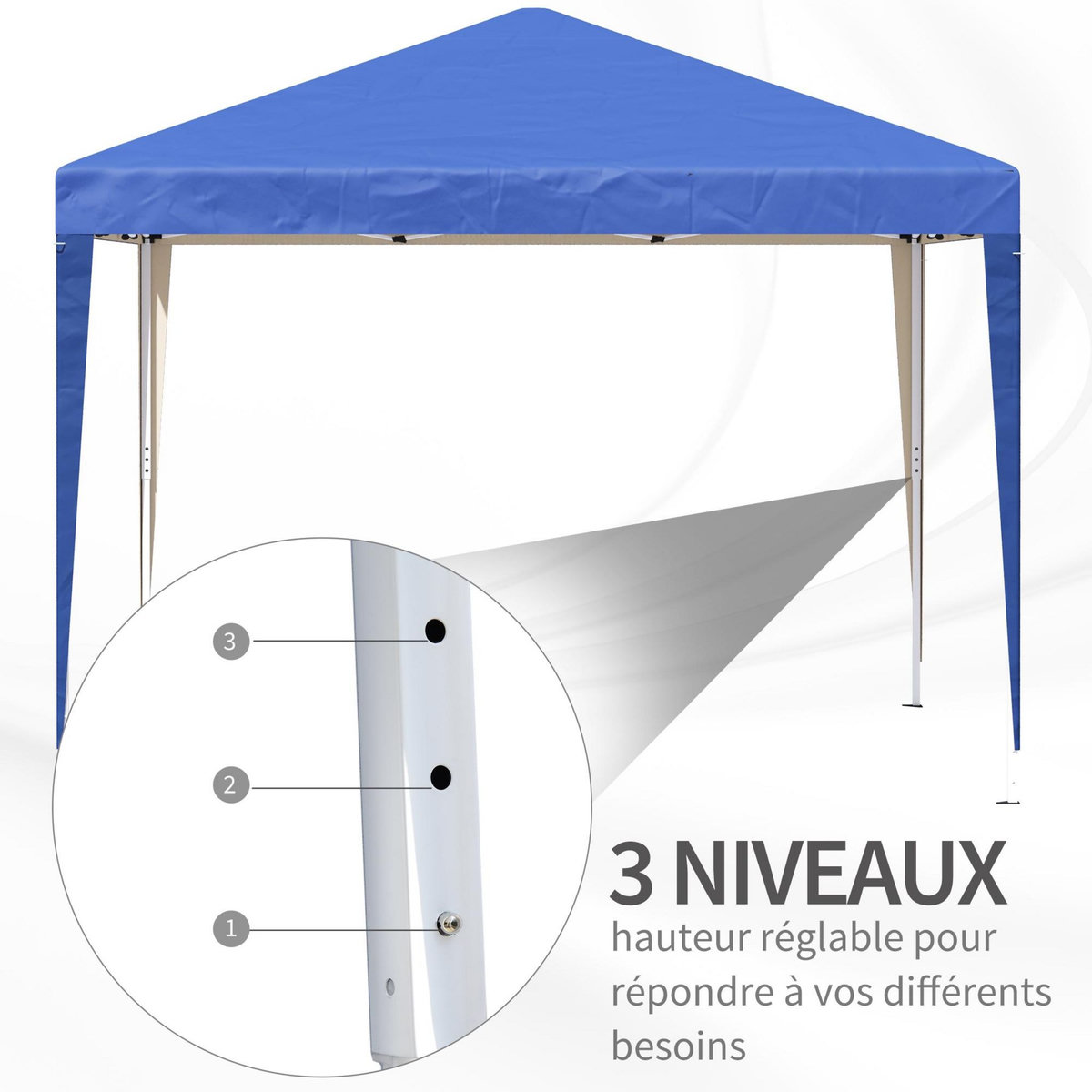 OUTSUNNY Tonnelle barnum de jardin pliant anti-UV + sac de transport acier Oxford 3 x 3 x 2,55 m bleu