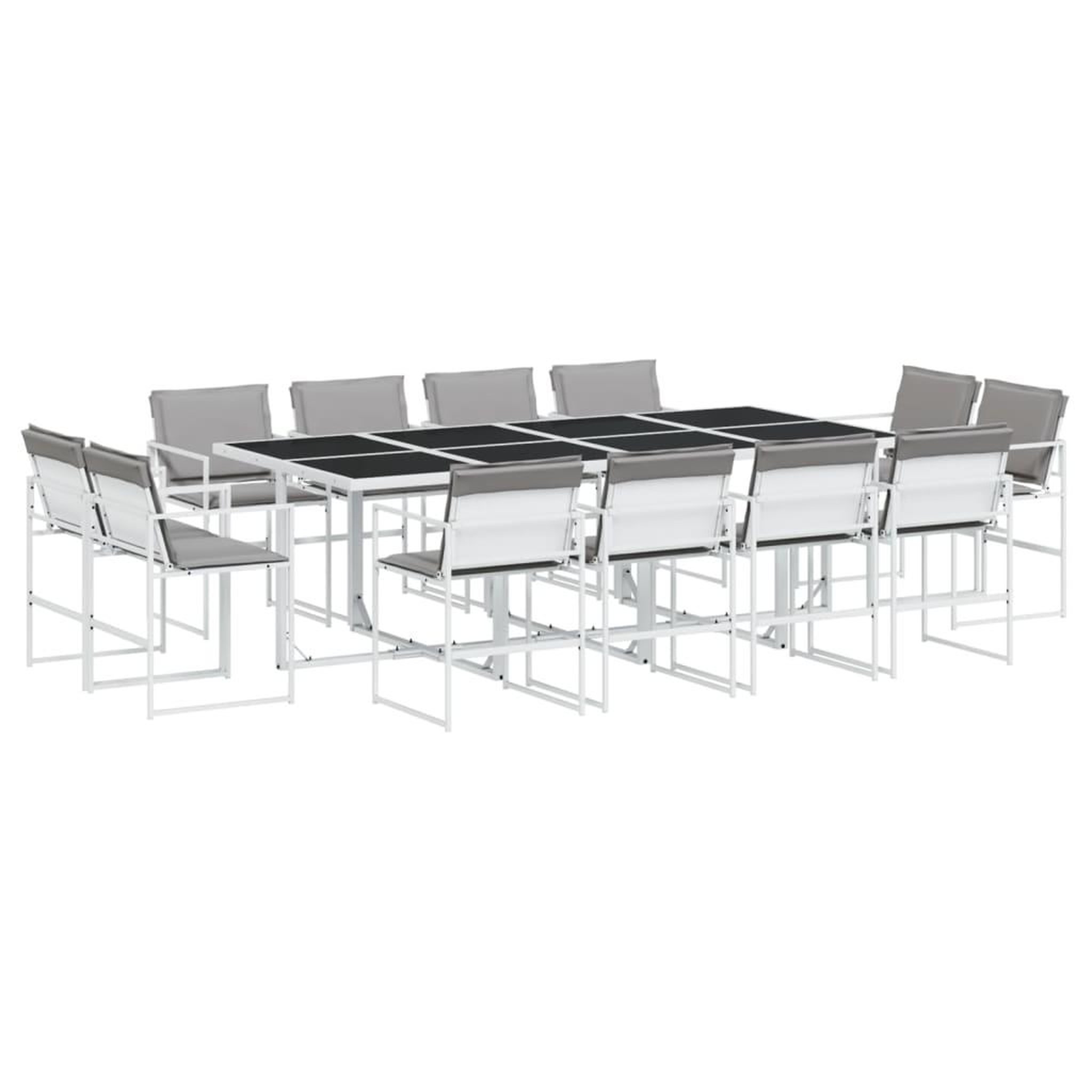 Voir la diapositive 2 : VIDAXL Ensemble a manger de jardin avec coussins 13pcs blanc textilene