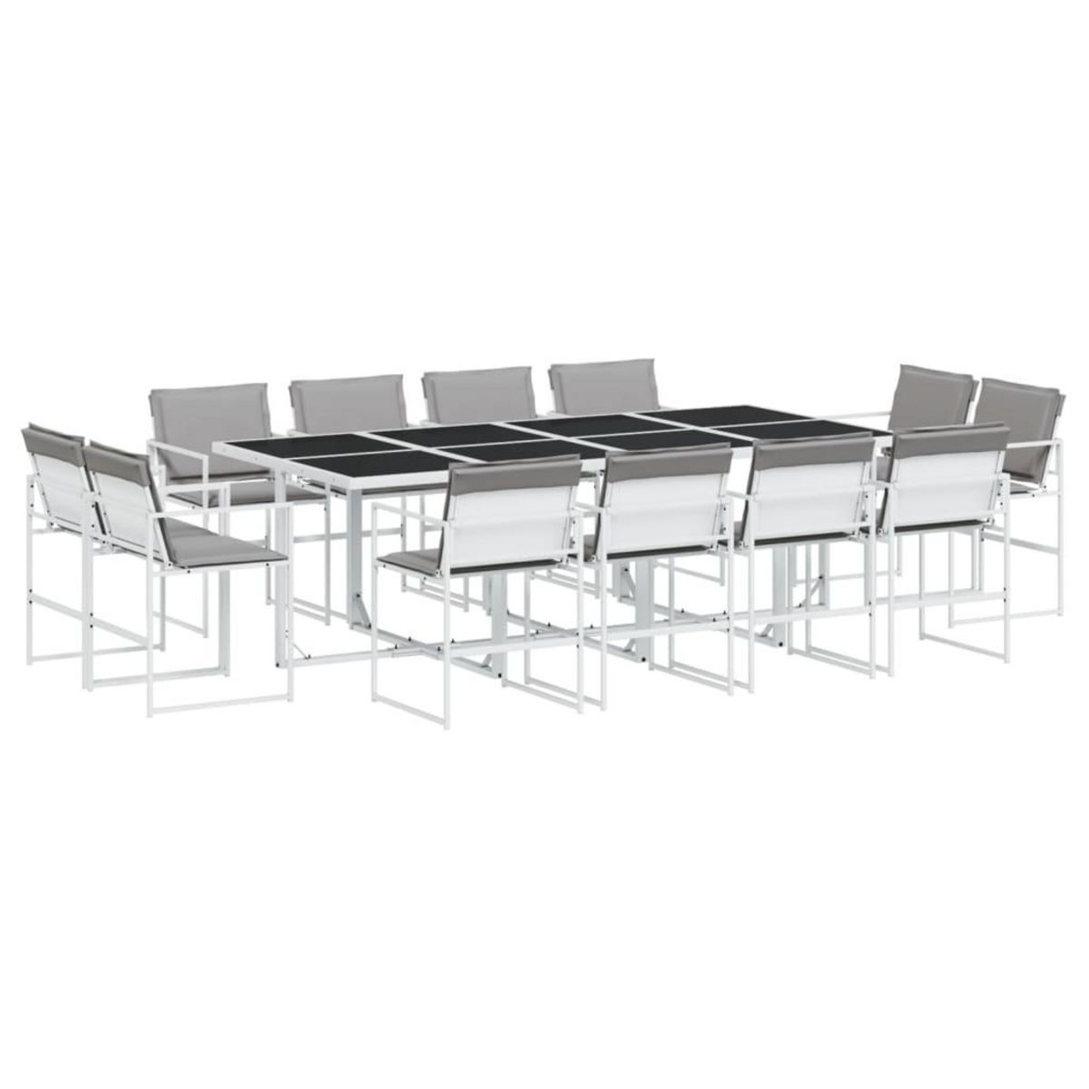 VIDAXL Ensemble a manger de jardin avec coussins 13pcs blanc textilene