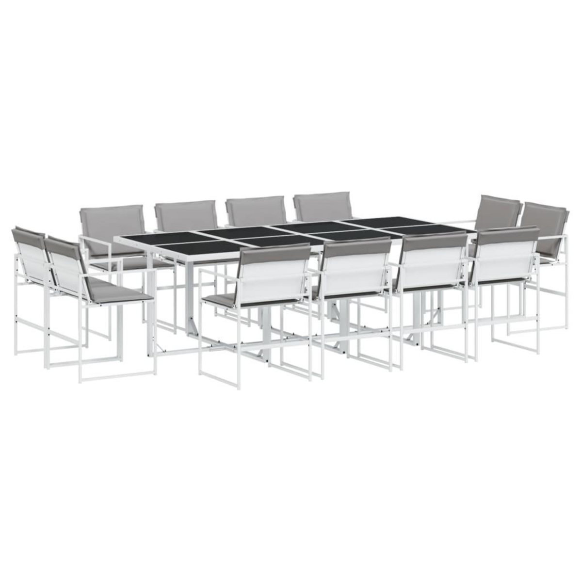 VIDAXL Ensemble a manger de jardin avec coussins 13pcs blanc textilene