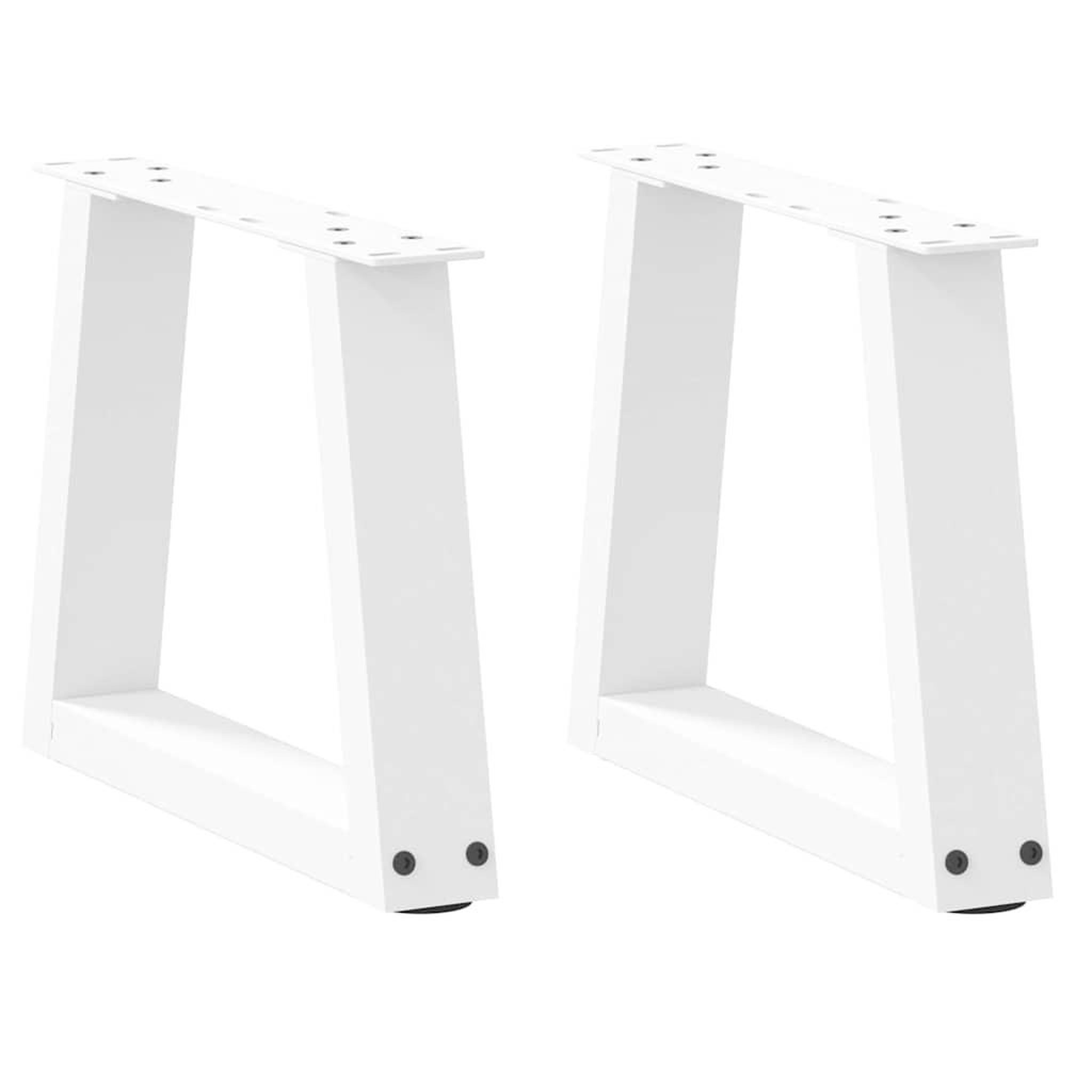 VIDAXL Pieds de table a manger forme V 2pcs blanc 30x(30-31,3)cm acier