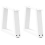 Voir la diapositive 1 : VIDAXL Pieds de table a manger forme V 2pcs blanc 30x(30-31,3)cm acier
